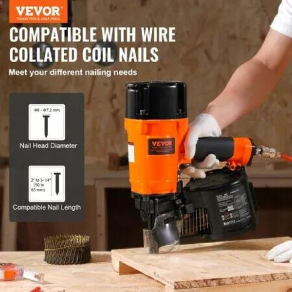 CN83N Coil Siding Nailer 50mm to 83mm 15 Degree Pneumatic Nail Gun