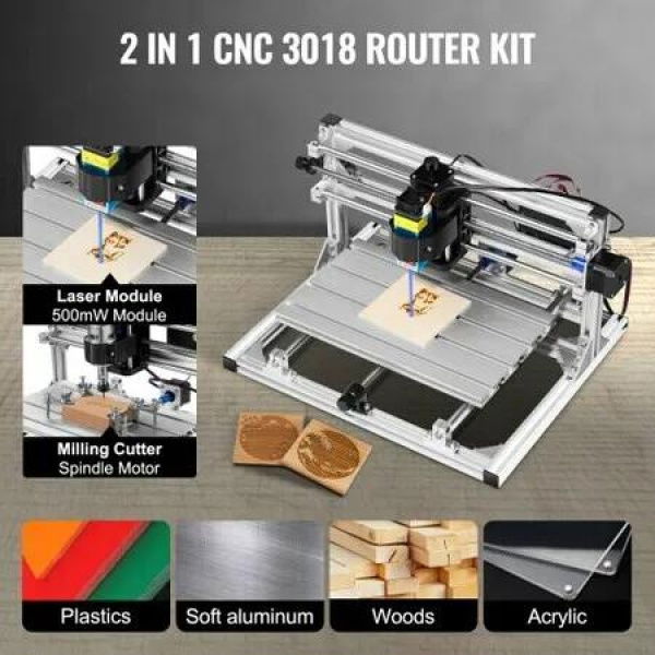 CNC 3018 DIY 3 Axis Engraver Kit With 500mw Laser Engraver Milling Machine For Wood PVB PCB