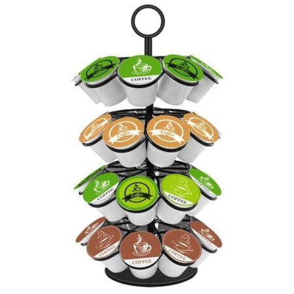 Coffee Pod Holder Coffee Pod Storage Compatible With K-Cups (36 Pods) Kitchen Detachable Coffee Pod Organizer For Countertop Spins 360 Degrees Coffee Pod Carousel