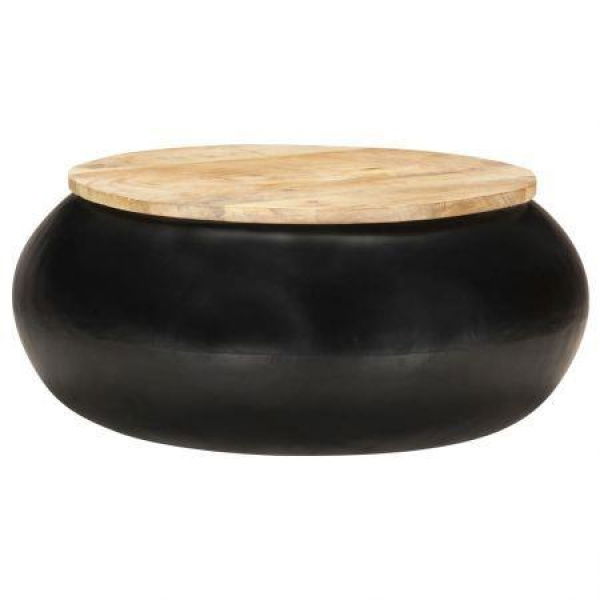 Coffee Table Black 68x68x30 Cm Solid Mango Wood