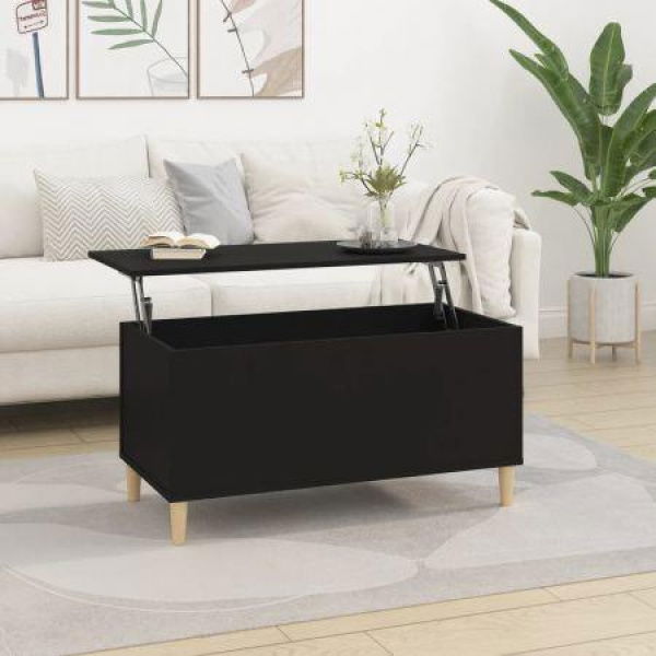 Coffee Table Black 90x44.5x45 Cm Engineered Wood.