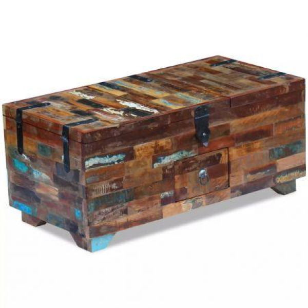 Coffee Table Box Chest Solid Reclaimed Wood 80x40x35 Cm