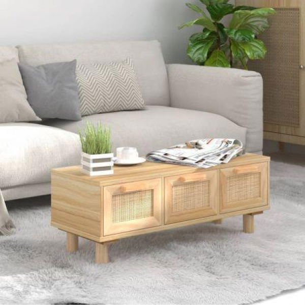 Coffee Table Brown 80x40x30 Cm Engineered Wood & Solid Wood Pine.