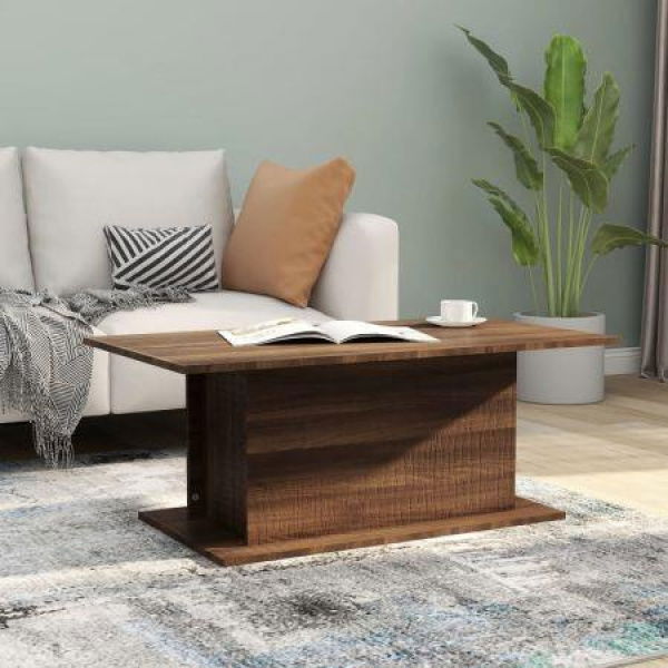 Coffee Table Brown Oak 102x55.5x40 Cm Engineered Wood.