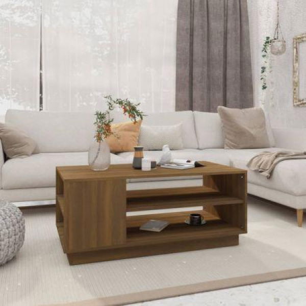 Coffee Table Brown Oak 102x55x43 Cm Engineered Wood