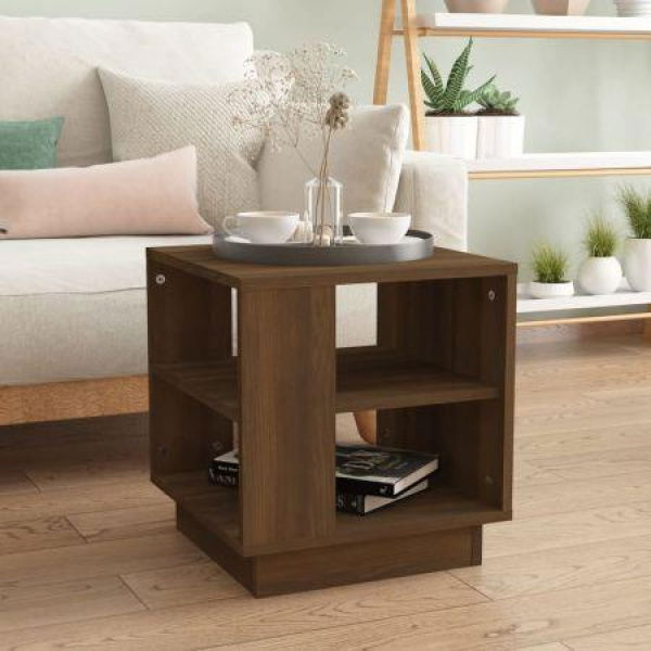 Coffee Table Brown Oak 40x40x43 Cm Engineered Wood