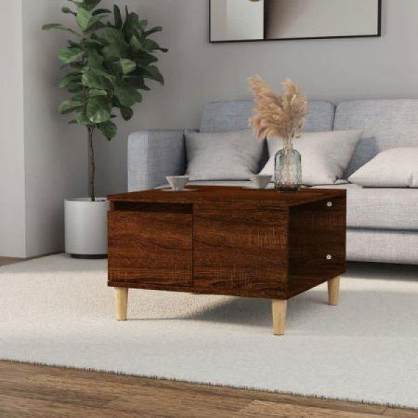 Coffee Table Brown Oak 55x55x36.5 Cm Engineered Wood.