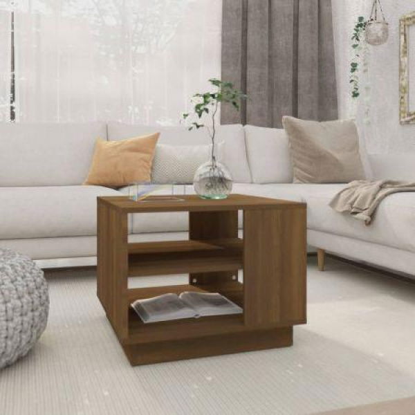 Coffee Table Brown Oak 55x55x43 Cm Engineered Wood