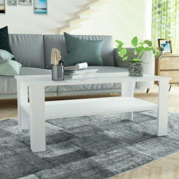 Coffee Table Chipboard 100x59x42 Cm White