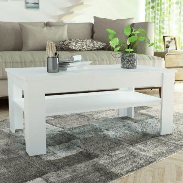 Coffee Table Chipboard 110x65x48 Cm White