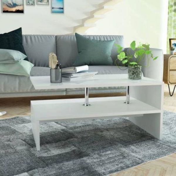 Coffee Table Chipboard 90x59x42 Cm White