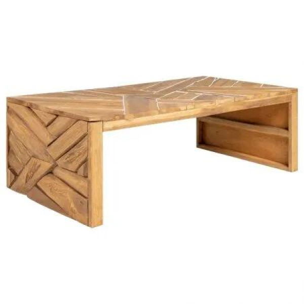 Coffee Table Erosion Solid Teak Wood 110x35x38 cm