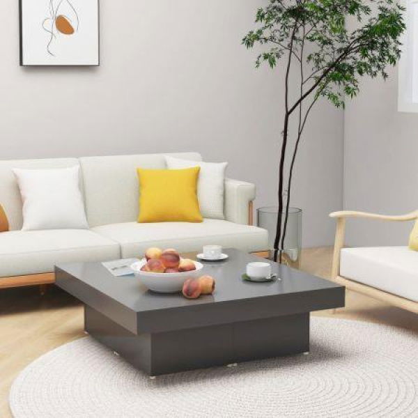 Coffee Table Grey 90x90x28 Cm Engineered Wood