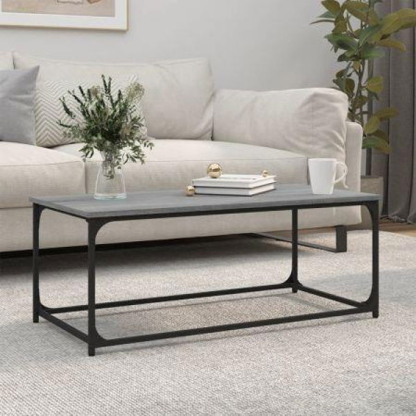 Coffee Table Grey Sonoma 102x50x40 Cm Engineered Wood And Iron