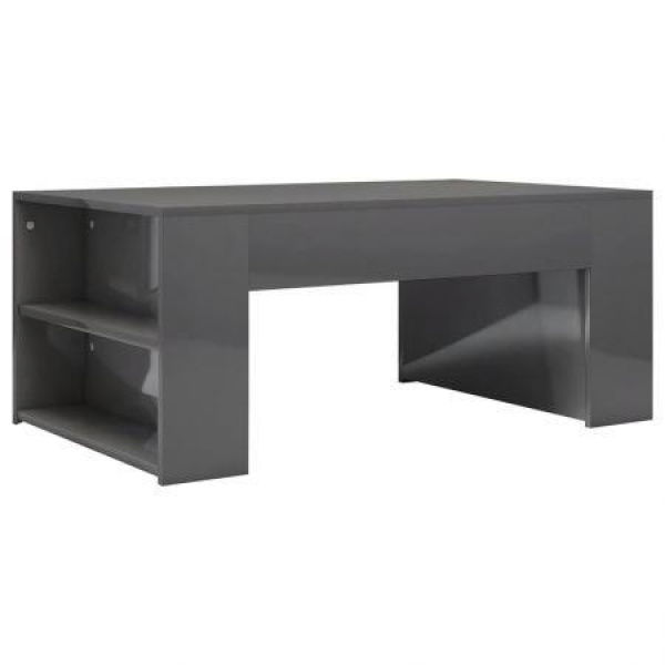 Coffee Table High Gloss Grey 100x60x42 Cm Engineered Wood