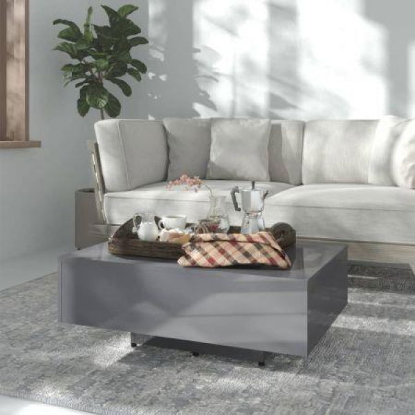 Coffee Table High Gloss Grey 85x55x31 Cm Engineered Wood