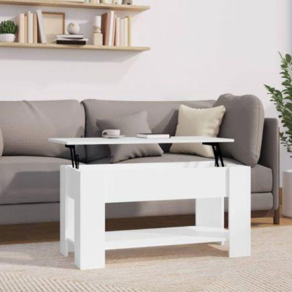 Coffee Table High Gloss White 101x49x52 Cm Engineered Wood