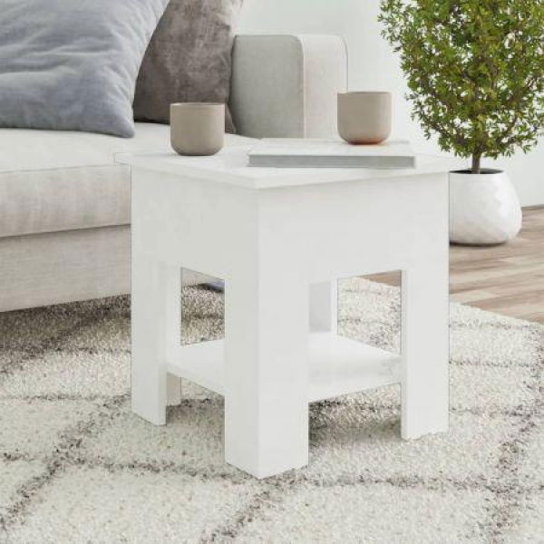 Coffee Table High Gloss White 40x40x42 Cm Engineered Wood