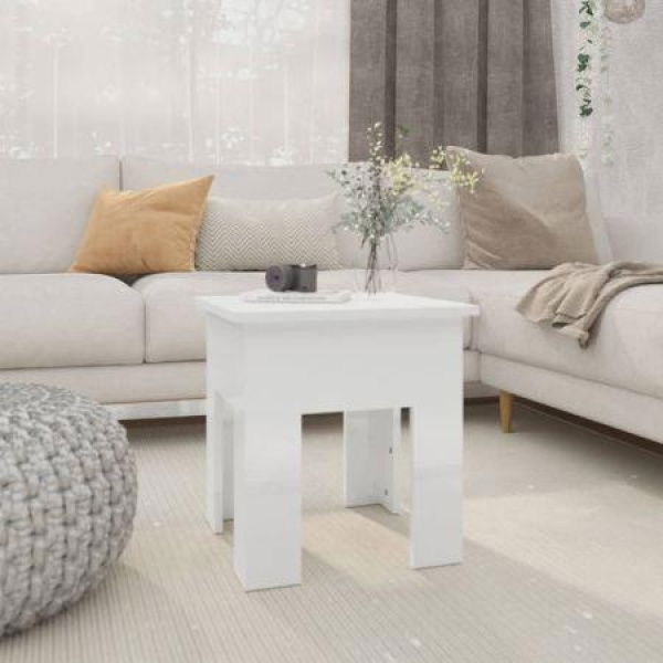 Coffee Table High Gloss White 40x40x42 Cm Engineered Wood