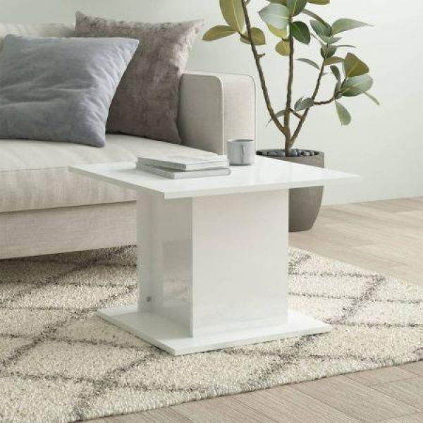 Coffee Table High Gloss White 55.5x55.5x40 Cm Engineered Wood.