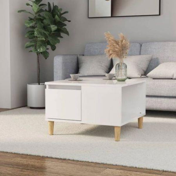 Coffee Table High Gloss White 55x55x36.5 Cm Engineered Wood.