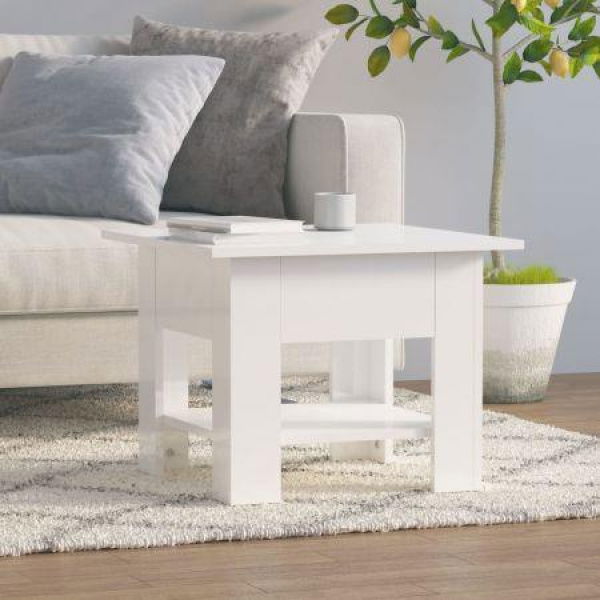 Coffee Table High Gloss White 55x55x42 Cm Engineered Wood