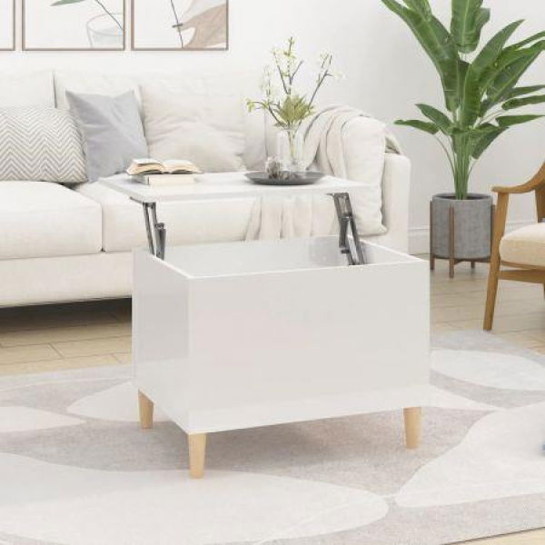 Coffee Table High Gloss White 60x44.5x45 Cm Engineered Wood.