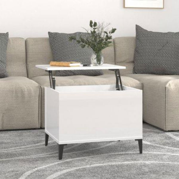 Coffee Table High Gloss White 60x44.5x45 Cm Engineered Wood.