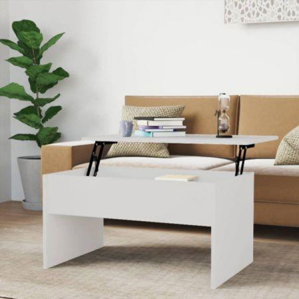 Coffee Table High Gloss White 80x50.5x41.5 Cm Engineered Wood.