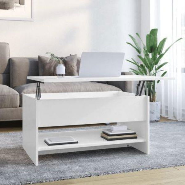 Coffee Table High Gloss White 80x50x40 Cm Engineered Wood