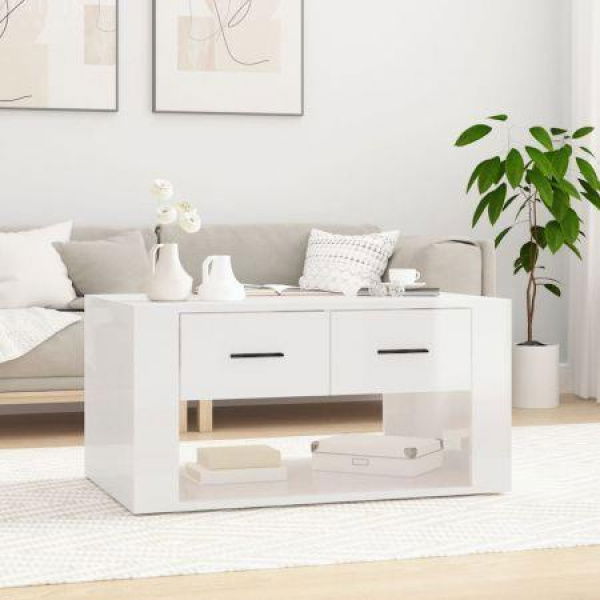 Coffee Table High Gloss White 80x50x40 Cm Engineered Wood