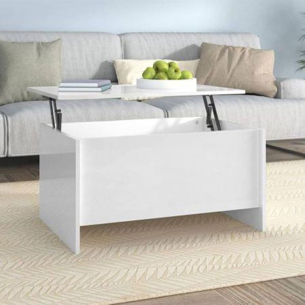 Coffee Table High Gloss White 80x55.5x41.5 Cm Engineered Wood.