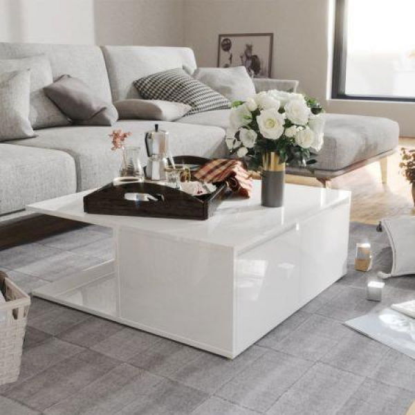 Coffee Table High Gloss White 80x80x31 Cm Engineered Wood