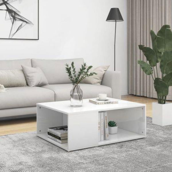 Coffee Table High Gloss White 90x67x33 Cm Engineered Wood