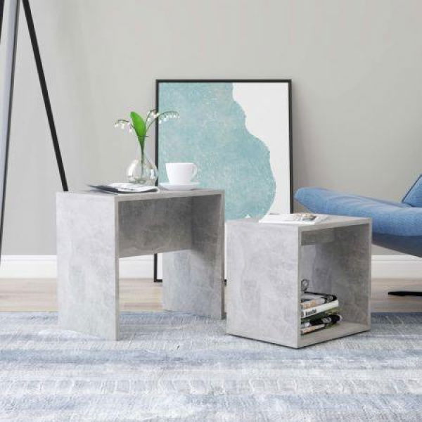 Coffee Table Set Concrete Grey 48x30x45 Cm Chipboard