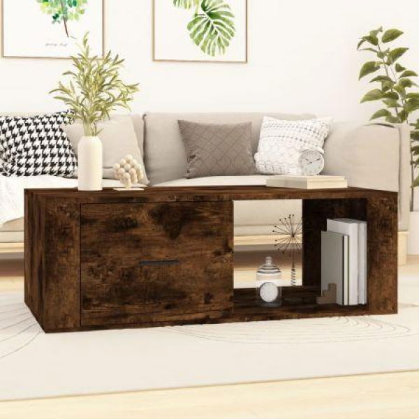 Coffee Table Smoked Oak 100x50.5x35 Cm Engineered Wood.