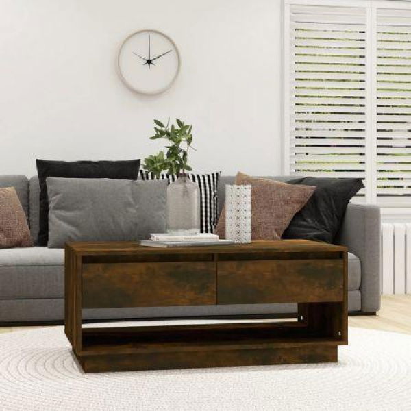 Coffee Table Smoked Oak 102.5x55x44 Cm Engineered Wood.