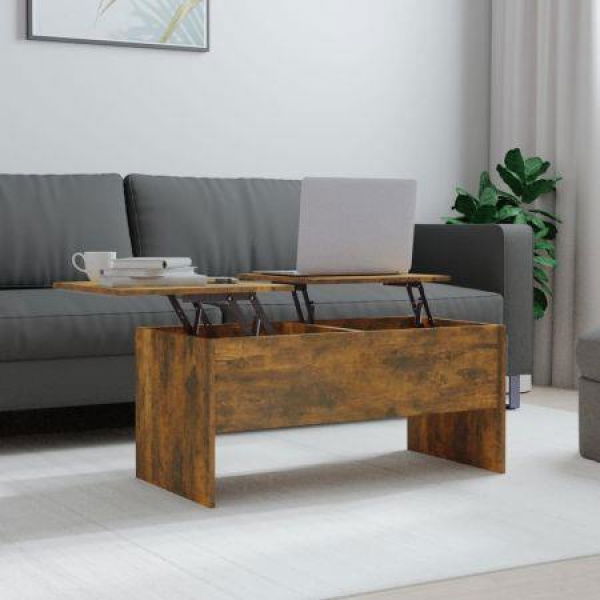 Coffee Table Smoked Oak 102x50.5x46.5 Cm Engineered Wood.