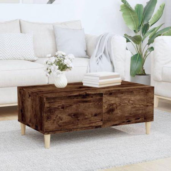 Coffee Table Smoked Oak 90x50x36.5 Cm Engineered Wood.