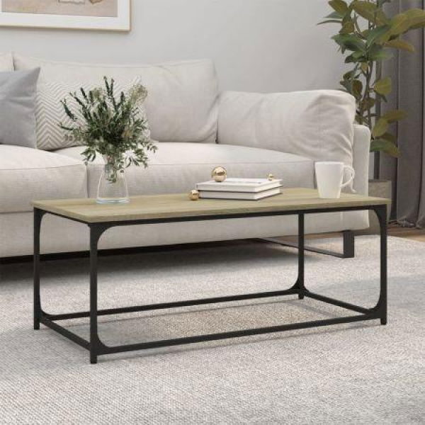 Coffee Table Sonoma Oak 102x50x40 Cm Engineered Wood And Iron