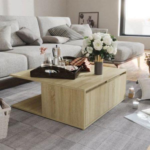 Coffee Table Sonoma Oak 80x80x31 Cm Engineered Wood