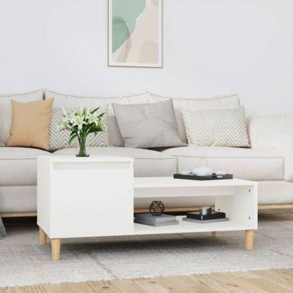 Coffee Table White 100x50x45 Cm Engineered Wood