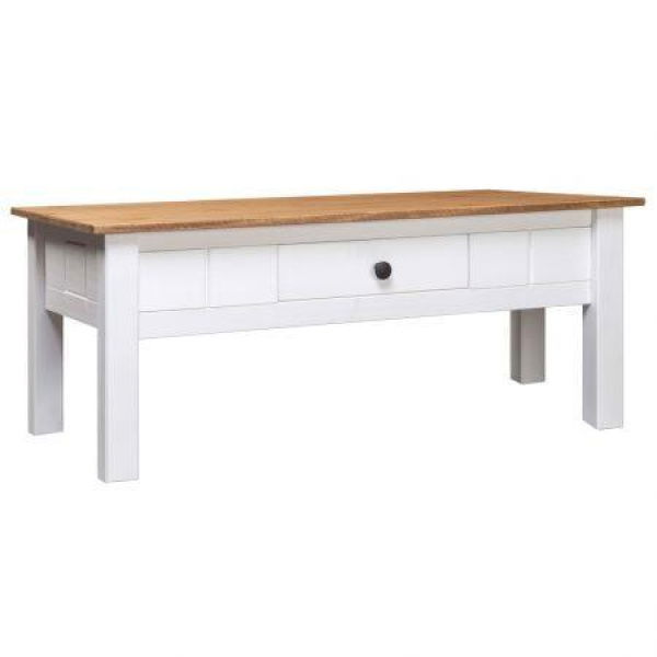 Coffee Table White 100x60x45 Cm Solid Pine Wood Panama Range