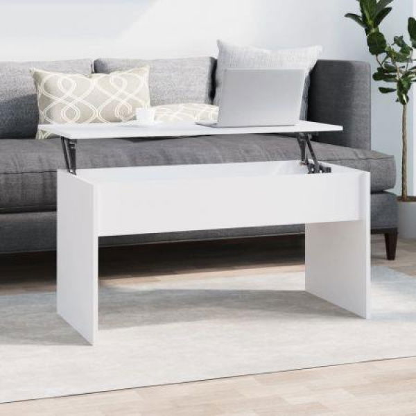 Coffee Table White 102x50.5x52.5 Cm Engineered Wood.