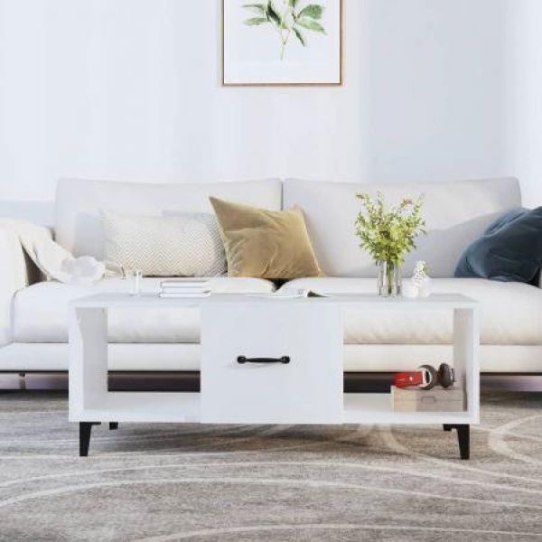 Coffee Table White 102x50x40 Cm Engineered Wood