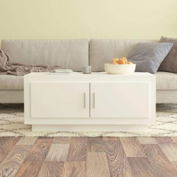 Coffee Table White 102x50x45 Cm Engineered Wood