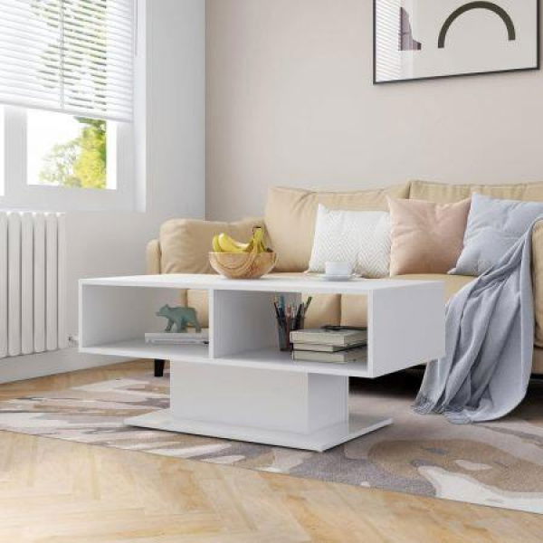 Coffee Table White 103.5x50x44.5 Cm Engineered Wood.