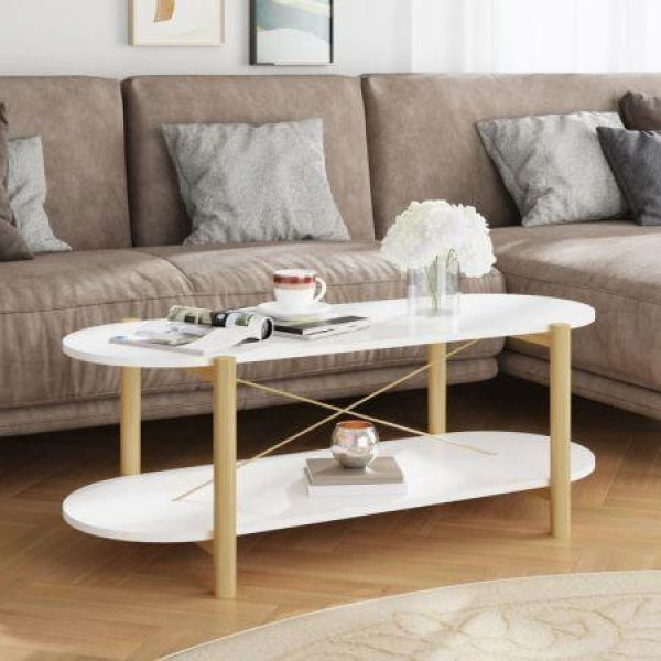 Coffee Table White 110x48x40 Cm Engineered Wood