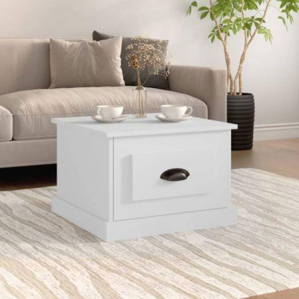 Coffee Table White 50x50x35 Cm Engineered Wood