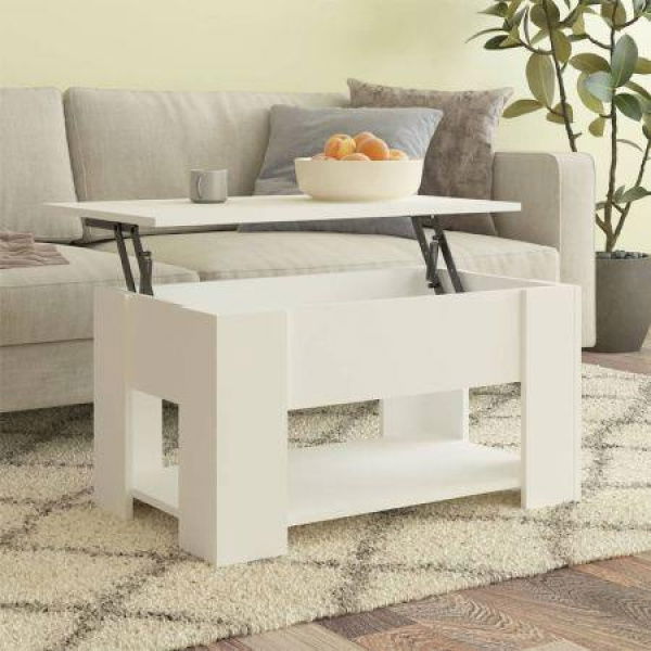 Coffee Table White 79x49x41 Cm Engineered Wood